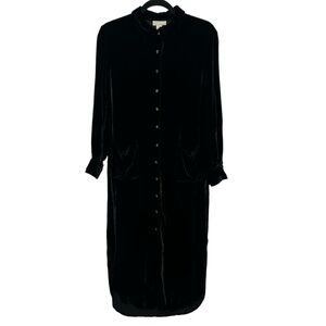 J. Jill Vtg. Black Velvet Long Line Button-Up Duster Coat/Cardigan Sz 6P
